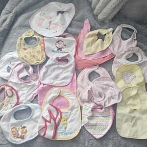 Baby Bib Bundle - Assorted Pink, Yellow, White & Pastel Bibs
